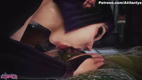 Petite Curvy Elf Student Double-Penetrated and Ravaged by Lizard Man's Two Massive Co