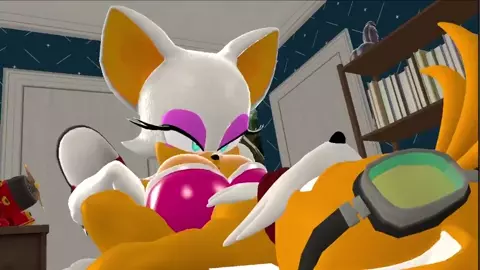 Rouge giving Tails sloppy