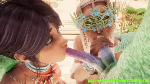 Wild Threesome with Maya, Indra & a Double-Dicked Lizard — Squirt Scene.