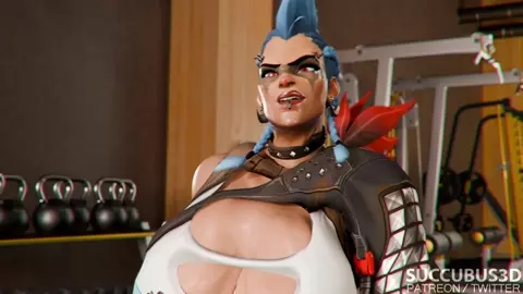 Junker Queen GAPED Mei at the gym and INFLATED her stomach